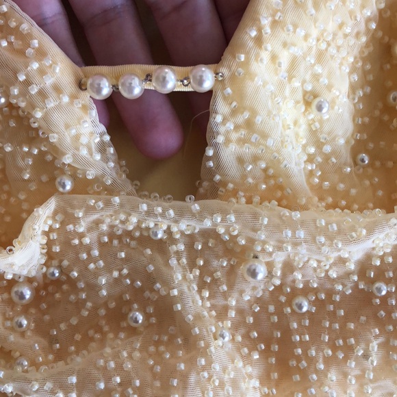 NWT Oh Polly VILLE FRANCHE Long Sleeve Deep Plunge Crop Top butterstick Yellow - Picture 7 of 12